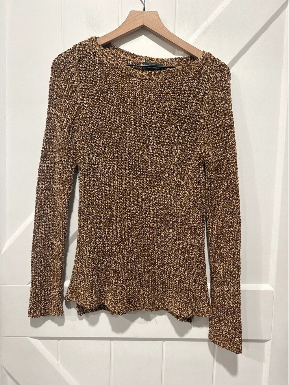 Lauren Jeans Co. Ralph Lauren Brown Open Knit Cotton Sweater, Medium